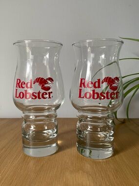 Vintage 1980s Red Lobster Restaurant Libbey Hurricane Glasses 16 oz Set of 2 🦞